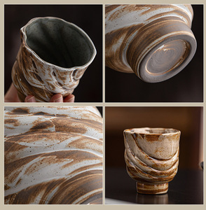 Wholesale Vintage Ceramic Coffee <b>Cups</b> Irregular-shaped Casual <b>Cups</b> Japanese Coarse Earthenware Tea <b>Cups</b> - Product Image 2