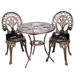 Bistro Set Meja Kopi Mahkota Desain Luar Ruangan Patio Mebel Taman Set Cor Aluminium Modern Tidak Pernah Karat ISTA EN1860