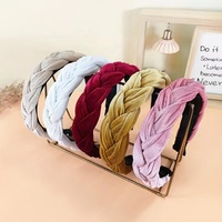 Bandeau pour cheveux tressés, accessoires pour cheveux, large bandeau en velours noir tressé épais pour femmes et filles
