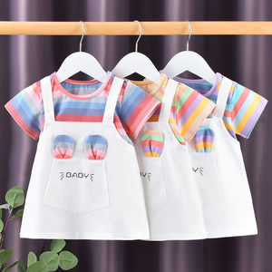 Vestidos finos de manga corta para niñas y niños de Año Nuevo 2025, <span class=keywords><strong>ropa</strong></span> de verano para niños, volantes de lana extranjeros de dibujos animados de manga corta dulce - Product Image 4