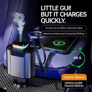 45W PD fast car charger 180° Rotating Retractable Car Charger with Type-C Cable PD Fast <b>Charging</b> Universal Vehicle <b>Adapter</b> - Product Image 2