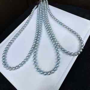 <span class=keywords><strong>Collana</strong></span> di <span class=keywords><strong>perle</strong></span> a forma rotonda 6-7mm di acqua di mare naturale Akoya grigio - Product Image 6