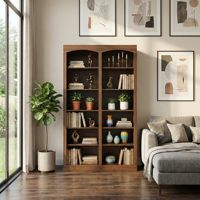 Étagère à livres en bois convertible de luxe moderne de style farmhouse à 5 niveaux, 70,87 pouces, étagères ouvertes, rangement pour salon, vintage