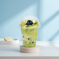 Gobelet jetable transparent pour milkshake, smoothie, dessert, crème glacée, boisson froide avec couvercle à grand trou