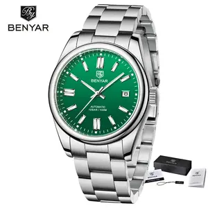 BENYAR 5185时尚奢华机械表不锈钢金色自动手表，适合成功男士Relojes De Cuarzo