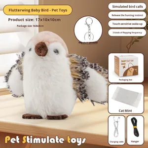 Juguete <span class=keywords><strong>el</strong></span>éctrico ecológico de simulación Sparrow Plush Cat con funciones de entrenamiento de sonido y movimiento de autoentretenimiento - Product Image 4
