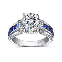 Bague pour femme en argent sterling 925, couleur D, VVS1, 2 carats, moissanite, pour soirée, bijou tendance, passe le test du diamant