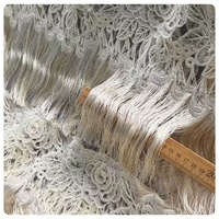 Tissu en tulle brodé floral 3D à franges, dentelle bohème lourde pour robe, tenue de soirée, mariage, couture