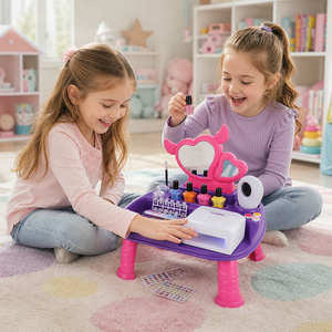 Ensemble de jeu de manucure pour enfants avec lampe de séchage des ongles, miroir et vernis à ongles, station de salon de <span class=keywords><strong>beauté</strong></span>, cadeau pour filles - Product Image 6
