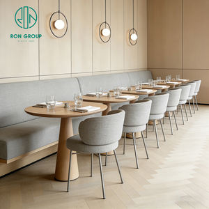 Mesa Redonda de Madera para Cafetería, Restaurante, con Asientos Tipo Sofá, Juego de Muebles para Cafetería - Product Image 3