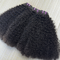 Extensiones de Cabello Humano Brasileño Virgen Sin Procesar Remy Natural Negro 4C Afro Rizado, Paquetes de 12 Pulgadas