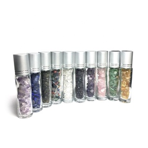 Rollerball-botella de cristal para Perfume, aceite esencial de cristal con Rosa Natural, Ojo de Tigre de <span class=keywords><strong>cuarzo</strong></span>, jaspe rojo, 10ml - Product Image 6