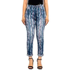 Custom Aquarela Stripe Stretch Skinny Jeans para Mulheres Designer Calças