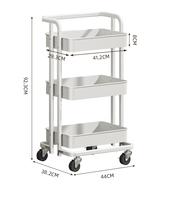 Chariot de Salon Pliable en Acier Carbone Sans Installation, Chariot de Rangement Roulant Multi-Niveaux pour Coiffure, Manucure, Tatouage et Outils
