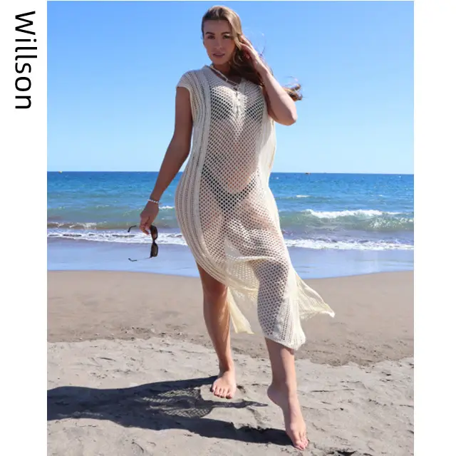 여성 비치 커버 업 플러스 사이즈 여름 섹시한 크로 셰 뜨개질 커버 수영복 파 레오 Praia 2022 비키니 뜨개질 중공 의류 튜닉