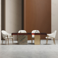 Kreuzfahrt Hotel Acryl Esstisch und Stuhl Set Empfangs halle Rechteck Tisch Esszimmer runden Esstisch Set Glas modern