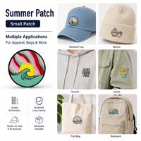 Prêts à expédier : Patchs d'été, Badges brodés ambiance plage, Appliques thermocollantes Cactus Onde Rétro pour chapeaux. Vente en gros, en stock.