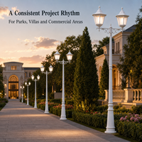 Lampadaire de jardin européen à double tête blanc, luminaire décoratif extérieur pour villa, allée, parc, projets de paysagisme