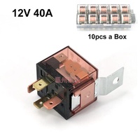 Relais automobile 12V 40A 4 broches, relais universel DC pour voiture, moto, phare, klaxon, pompe à carburant, faisceau de câblage (lot de 10)