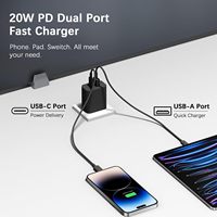 Cargadores y Adaptadores Universales, Cargador de Pared USB-C PD de 20w, Portátil, Carga Rápida, Colorido, Cargador Rápido USB Tipo-C Pequeño