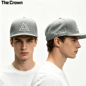 Custom Geometric <b>Abstract</b> Embroidery 6 Panel Flat Brim Cap Wholesale Bulk Heathered Fabric Hat Single Row Snapback Manufacturer - Product Image 1