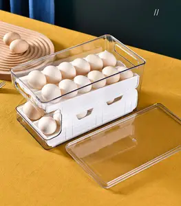 2 Layer 24 Grids Egg Fridge Storage Organizer Holder Refrigerator Clear Plastic Egg Storage Tray Box