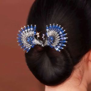 Pince à cheveux artisanale en alliage avec strass et plumes, pour chignon, torsades et coiffures françaises, pour femme - Product Image 5