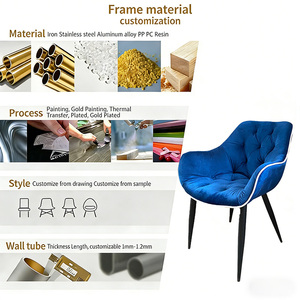 Sedia da Pranzo Moderna in Stile Nordico con Schienale in Tessuto per Soggiorno, Cucina, Poltrona in Velluto per Uso Domestico e Alberghiero - Product Image 3