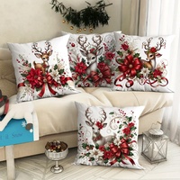 Housse de coussin courte en peluche à thème de Noël avec imprimé élan de Noël, de grande valeur, pour voiture et salon