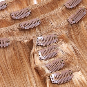 Extensions de cheveux naturels chinois Remy 100 % en gros, à clipser, cuticules alignées, simple trame, doux, sans perte, couleur claire, lisses naturels. - Product Image 4