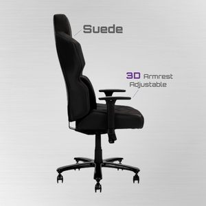 Chaise de jeu de bureau à dossier inclinable pour e-sports professionnel pour adultes Silla <span class=keywords><strong>Gamer</strong></span> Pro en daim noir très confortable - Product Image 5