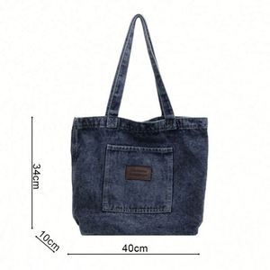 Bolsa de Lona para la Vida Diaria, Venta de Fábrica, Bolsa de Mezclilla de Gran Capacidad, Plegable, para Compras, con Logotipo Personalizado - Product Image 2