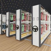 Armoire compacte à manivelle, système d'étagères mobiles haute densité, rangement mobile compact en acier, porte-vêtements