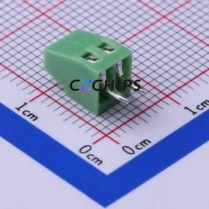 KF128-2.54-2P Screw Terminal Block Through hole Component (THT),P=2.54mm Connector 1x2P 2.54mm Green Through Hole - Product Image 2