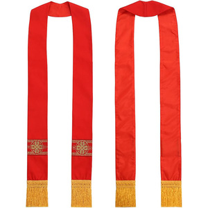 <b>Red</b> Priest Shawl With Embroidery And Tassels For Clergy Use Summer 2025 - Product Image 1