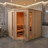 Sauna de Vapor Seco de Infrarrojos Lejanos para 4-6 Personas, de Madera Sólida de Cedro Rojo Canadiense, con Diseño Moderno y Conexión Eléctrica