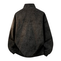 Veste grise premium à col montant pour homme en similicuir PU, manteau personnalisé pour l'automne, style streetwear