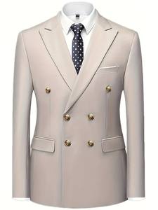 بدلة رجالية بتصميم جديد من قطعتين، قصة ضيقة، صدر مزدوج الأزرار، سحاب أمامي، مخصصة للاستخدام اليومي والحفلات وحفلات الزفاف - Product Image 2