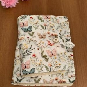 Non-embroidery New Ins Style A5 Loose-Leaf Rectangle Diary & <b>Notebook</b> Notepad <b>Cute</b> Pure Handmade Jacquard Cloth Butterfly Floral - Product Image 1