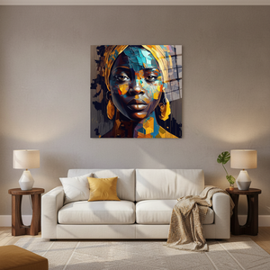 Printed <b>Canvas</b> Art Deco Abstract African Woman Mosaic Portrait Panel Hanging Tempered Glass <b>Wall</b> Art - Product Image 3