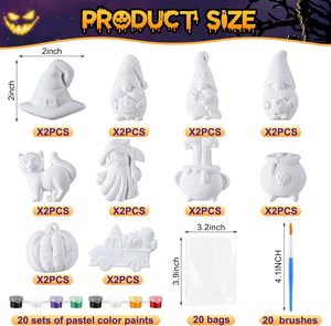 Kit de Pintura de Cerámica para Halloween, Kit de Pintura de Yeso para Niños, Calabazas, Gnomos, Sombrero de Bruja, Gato Fantasma, Manualidades Creativas - Product Image 2