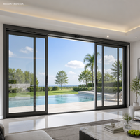 Porte coulissante minimaliste en aluminium Meixin Orlando, cadre fin, verre trempé pleine vue, insonorisée, intérieur chambre, extérieur