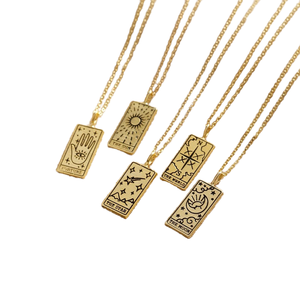 Colgante collar con chapado en oro para mujer, Arcania, horóscopo, tarjeta de Tarot, acero inoxidable, joyería Vintage - Product Image 1