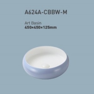 Lavabo de Cerámica para Encimera CR A605-CBBW-M, Sin Orificio, Cuadrado, Artístico, 445x440x145mm - Product Image 5