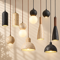 Luminaire suspendu en travertin naturel Wabi Sabi, lampe LED en pierre pour îlot de cuisine, salle à manger, chambre à coucher, décoration intérieure