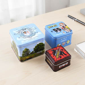 Boîte en métal carrée personnalisée pour emballage, conteneur de rangement, étui en fer blanc pour cartes de jeu, montres et téléphones pour enfants - Product Image 1