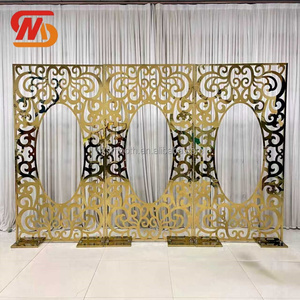 SMOOTH Factory Metal Background Pattern Panel Frame Arch Gold <b>Backdrop</b> for Wedding Decoration Party Scene - Product Image 4