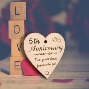 EYITUPC Marco de Fotos de 4x6 Pulgadas con Acabado de Madera y Doble Corazón <span class=keywords><strong>para</strong></span> Aniversario de 5 Años, <span class=keywords><strong>para</strong></span> Novia, <span class=keywords><strong>Novio</strong></span>, Esposo, Esposa - Product Image 3