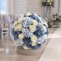 Bunga Sutra Buatan Modern Hydrangea Rose Ball untuk Dekorasi Meja Pernikahan