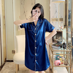 2023 <span class=keywords><strong>da</strong></span> donna <span class=keywords><strong>con</strong></span> scollo a V taglie forti a <span class=keywords><strong>maniche</strong></span> <span class=keywords><strong>corte</strong></span> camicia <span class=keywords><strong>da</strong></span> <span class=keywords><strong>notte</strong></span> <span class=keywords><strong>con</strong></span> bottone in raso camicia <span class=keywords><strong>da</strong></span> <span class=keywords><strong>notte</strong></span> comoda in pigiama - Product Image 4